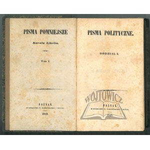 LIBELT Karol, Pisma pomniejsze. Tom I.