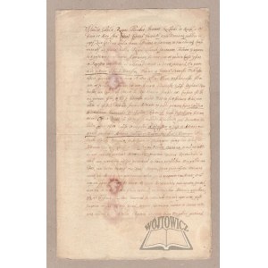 WARSZYCKI Stanisław (1599–1681), Voivode of Mazovia, senator, lord of Pilica, Danków, and Mrzygłód; Document detailing family settlements with the Witkowski, Miklaszewski, and Dembiński families.