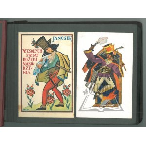 ALBUM of postcards with regional costumes.