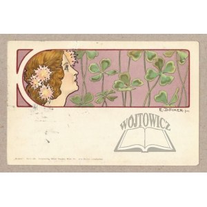 (ART Deco). Woman and four-leaf conch.