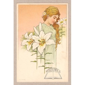 (ART Deco). Kobieta i lilie.