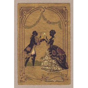(Art Deco). A couple with a basket of fruit.
