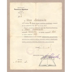 ŚWIADECTWO kursu ogrodniczo-pszczelniczego.