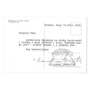 WOJTYŁA Karol (1920 - 2005), Metropolitan of Krakow, Pope John Paul II since 1978, Autograph.