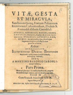 BARONIUSZ Marcin, (Kraków 1610). Vitae, gesta et miracvla,