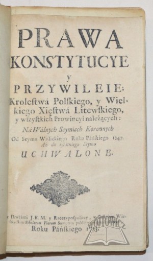 (VOLUMINA Legum T. 2.) (Warszawa 1732).
