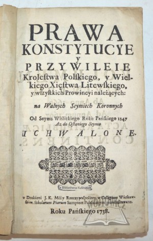 (VOLUMINA Legum T. 5.) (Warszawa 1738).