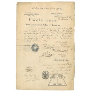 ENTLASSUNG von Feldwebel Jan Cepper aus dem Militärdienst. 1810.