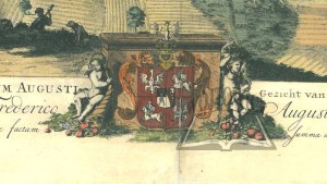 SCHENK, Petrus jun. według PÖPPELMANNA, Matthäusa Daniela, Conspectus Regii aedificii, cui nomen Castrum Augusti. Gezicht van het Koninklyk slot Augustusburg.