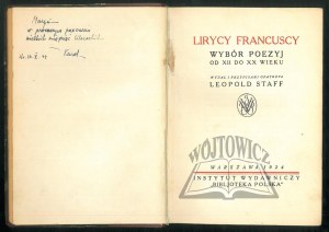 (WOJTYŁA). Lirycy francuscy. (Dedykacja Karola Wojtyły z 1944 roku).