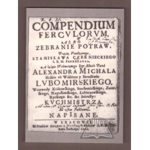 CZERNIECKI Stanisław, *Compendium Ferculorum* ovvero raccolta di ricette