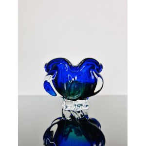 Josef Hospodka (1923-1989), Vintage Glass Ashtray Sommerso Cobalt, Chribska Glassworks, Czechoslovak 1970s