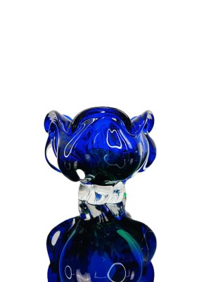 Josef Hospodka (1923-1989), Vintage Glass Ashtray Sommerso Cobalt, Chribska Glassworks, Czechoslovak 1970s