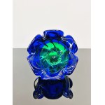 Josef Hospodka (1923-1989), Vintage Glass Ashtray Sommerso Cobalt, Chribska Glassworks, Czechoslovak 1970s