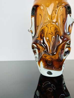 Jan Beranek (*1933), Amber Glass Vase, Škrdlovice Glassworks, Pattern num. 5988, 1959