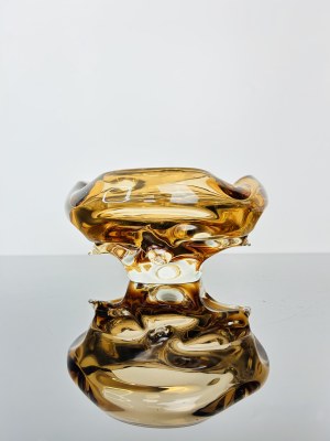 Jan Beranek (*1933), Amber Glass Ashtray by Škrdlovice Glassworks, Pattern no. 5953, 1959