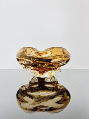 Jan Beranek (*1933), Amber Glass Ashtray by Škrdlovice Glassworks, Pattern no. 5953, 1959