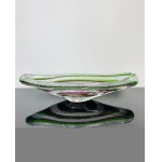 Rudolf Beránek (1930), Art Glass Bowl with Color Spiral by R.Beránek, Škrdlovice Glassworks, 42cm, 1964