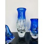 Ladislav Paleček (1933), Set of 4 Cobalt Blue Art Glass Pieces - Škrdlovice Glassworks, Czechoslovakia 1980s