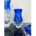 Ladislav Paleček (1933), Set of 4 Cobalt Blue Art Glass Pieces - Škrdlovice Glassworks, Czechoslovakia 1980s