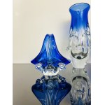 Ladislav Paleček (1933), Set of 4 Cobalt Blue Art Glass Pieces - Škrdlovice Glassworks, Czechoslovakia 1980s