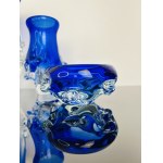 Ladislav Paleček (1933), Set of 4 Cobalt Blue Art Glass Pieces - Škrdlovice Glassworks, Czechoslovakia 1980s