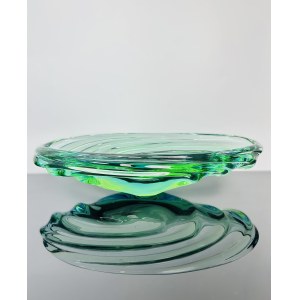 Jaroslav Beránek (1927-2006), Sommerso Uranium Glass Bowl “Andromeda” Collection, Škrdlovice Glassworks, 43CM, 1955s