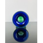 Ladislav Paleček (1933), Rare Czechoslovak Art Glass Vase, Škrdlovice Glassworks, Green Core with Blue Overlay