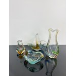 Karel Zemek (1909 - 1965), Set of Art Glass Collection “RHAPSODY”, Glassworks Škrdlovice - Vases, Ashtray, and Basket