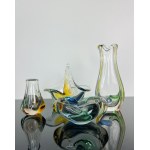 Karel Zemek (1909 - 1965), Set of Art Glass Collection “RHAPSODY”, Glassworks Škrdlovice - Vases, Ashtray, and Basket