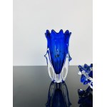 Jaroslav Taraba, Set of Cobalt Glass Vase & Ashtray, Lednické Rovné Glassworks