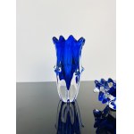 Jaroslav Taraba, Set of Cobalt Glass Vase & Ashtray, Lednické Rovné Glassworks