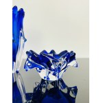 Jaroslav Taraba, Set of Cobalt Glass Vase & Ashtray, Lednické Rovné Glassworks