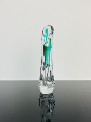 Czechoslovak Art Glass Vase, Light Blue Gradient, Mstisov Glassworks, 1970s, 27 cm