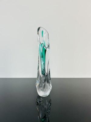 Czechoslovak Art Glass Vase, Light Blue Gradient, Mstisov Glassworks, 1970s, 27 cm