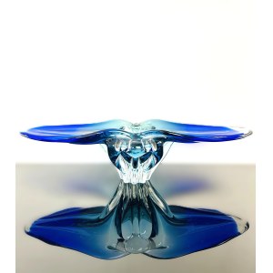 Josef Hospodka (1923-1989), Massive Cobalt Blue Art Glass Bowl, Chřibská Glassworks, 45 cm, 1970s