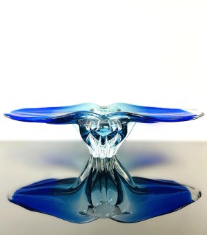 Josef Hospodka (1923-1989), Massive Cobalt Blue Art Glass Bowl, Chřibská Glassworks, 45 cm, 1970s