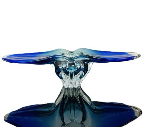 Josef Hospodka (1923-1989), Massive Cobalt Blue Art Glass Bowl, Chřibská Glassworks, 45 cm, 1970s