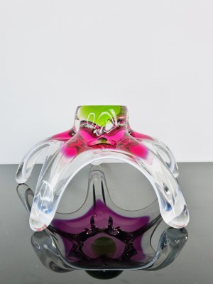 Josef Hospodka (1923-1989), Multicolor Art Basket Glass by J.HOSPODKA collection 
