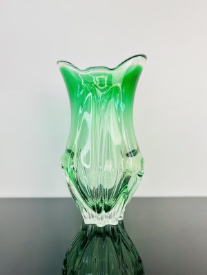 Massive Green Art Glass Vase, Czechoslovakia, 1960s