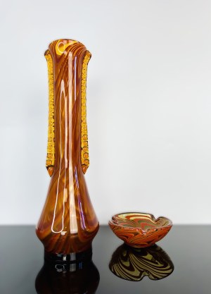 Set of Striated Amber Glass 