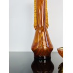 Set of Striated Amber Glass “Hut Laura” - Tarnów, Vase and Ashtray