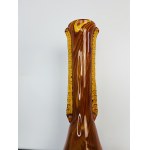 Set of Striated Amber Glass “Hut Laura” - Tarnów, Vase and Ashtray