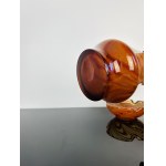 Set of Striated Amber Glass “Hut Laura” - Tarnów, Vase and Ashtray