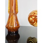 Set of Striated Amber Glass “Hut Laura” - Tarnów, Vase and Ashtray