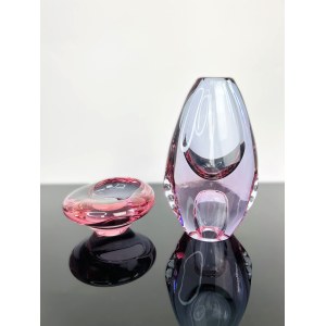 Miloslav Klinger (1922 - 1999), Set of Alexandrite Glass Vase and Ashtray by Zelezny Brod (ZVS), 1970s