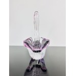 Hana Machovská (*1937), Pink Art Glass Basket by Škrdlovice Glassworks, 1970s