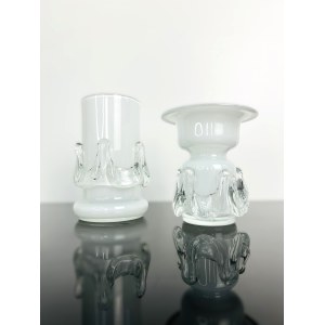 Jerzy Sluczan-Orkusz (1924-2002), Pair of Opaline Art Glass Vases “SOPLE” by Jerzy Sluczan-Orkusz, Tarnowiec Glassworks