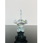 Opaline Art Glass Basket with Clear Glass Handle