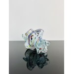 Opaline Art Glass Basket with Clear Glass Handle